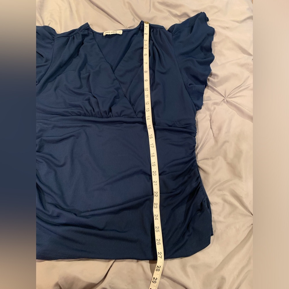 Blue Ruched Ruffled Blouse in size XL - Picture 7 of 8